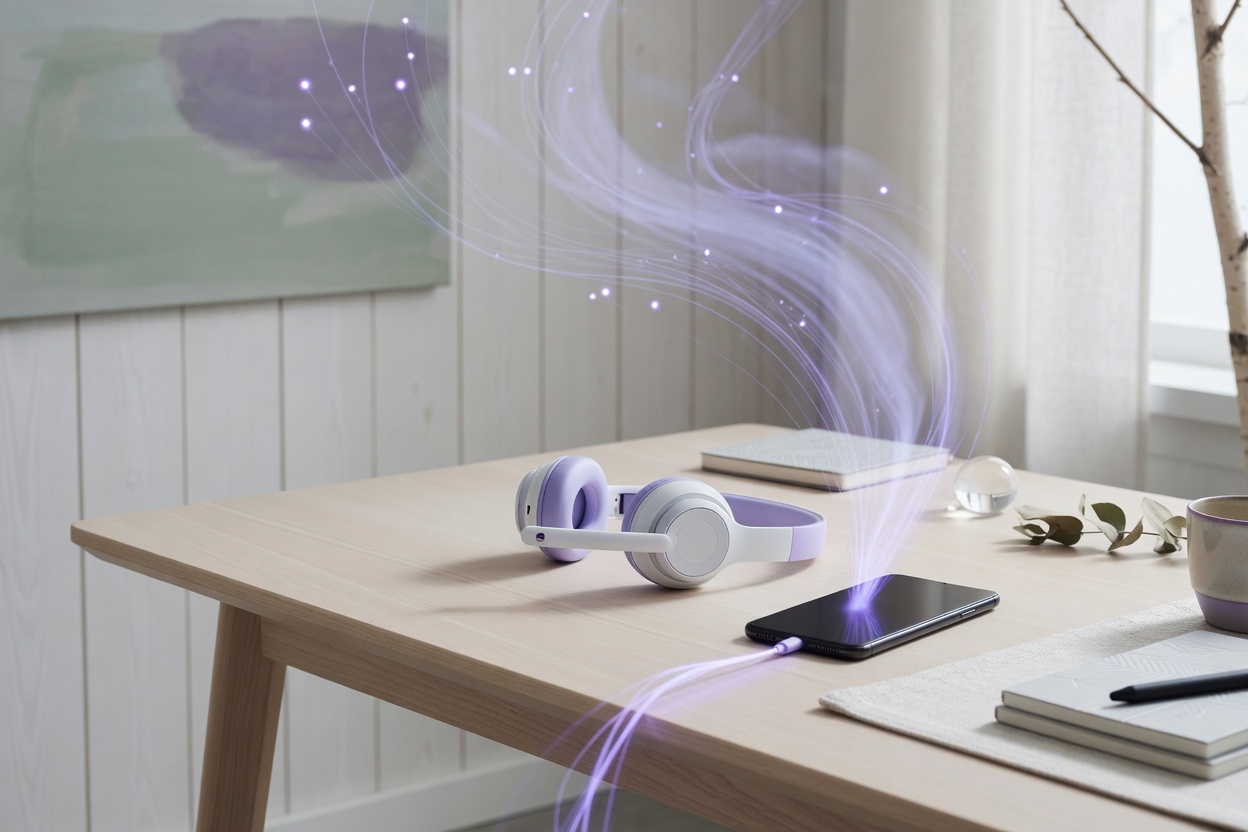 Cloudværk med headset og telefon — Menodi AI-væk, som selv svarer